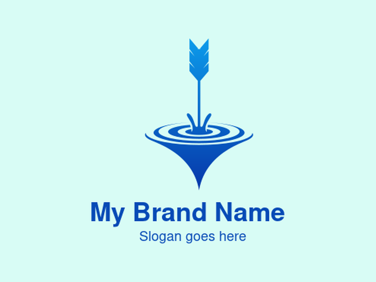 Blue Arrow Splash Logo with Water Ripple Effect – Perfect for Sports, Fishing, Marketing, and Precision-Based Brands